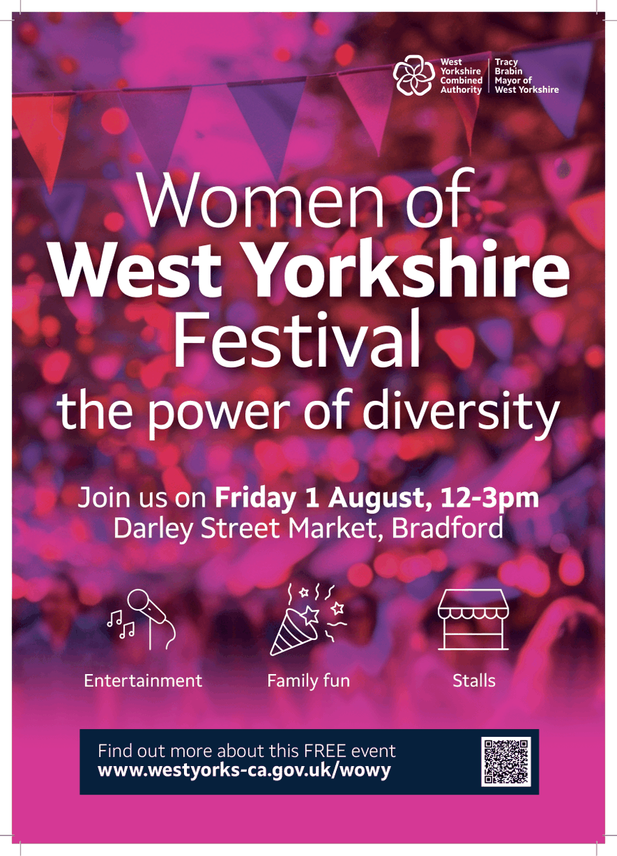 Women of West Yorkshire Festival

Friday 1st August 2025
12:00pm – 3:00pm
Darley Street Market Courtyard, Bradford BD1 3HN
Free &amp; open to all – no booking required!