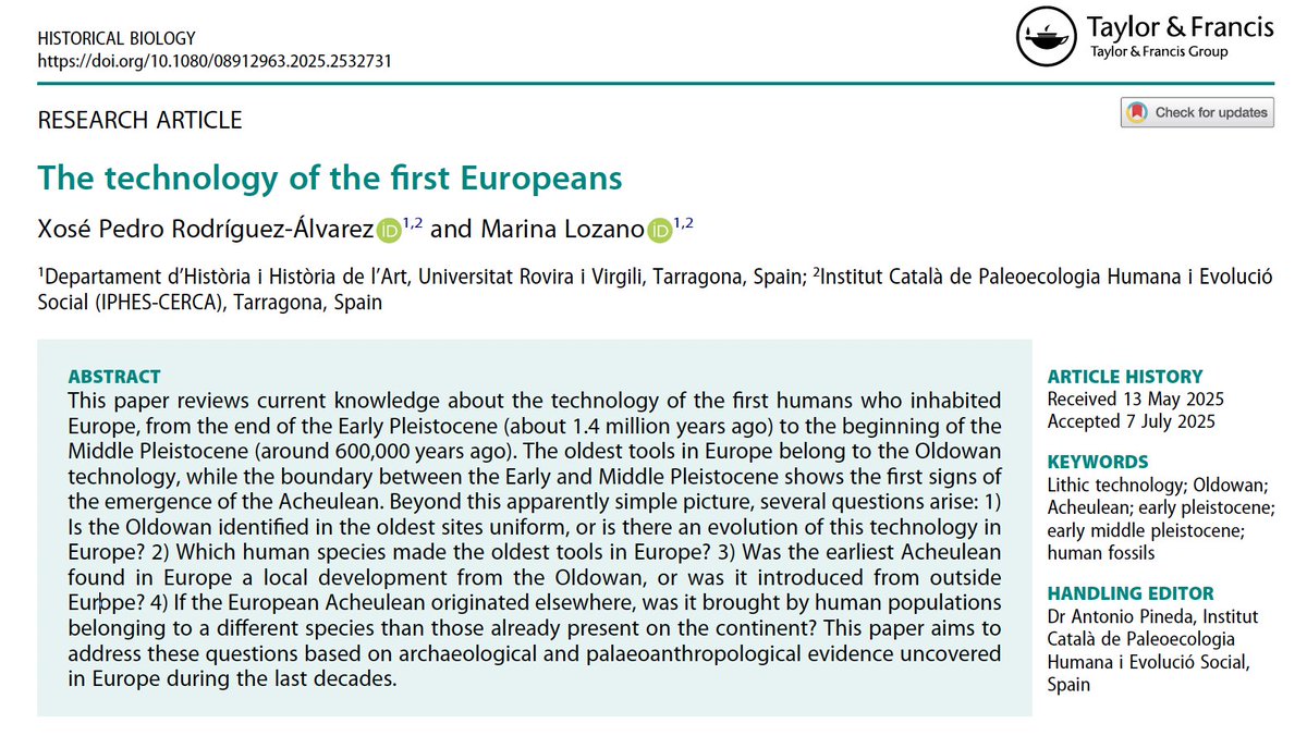 Marina Lozano (@archeomarinalr) on Twitter photo 🗣 New paper out!:
#lithictechnology #oldowan #acheulean #lowerpaleolithic #earlypleistocene #humanevolution #humanfossils
<a href="/PaleoXose/">Xose Pedro Rodriguez</a> 🗣 New paper out!:
#lithictechnology #oldowan #acheulean #lowerpaleolithic #earlypleistocene #humanevolution #humanfossils
<a href="/PaleoXose/">Xose Pedro Rodriguez</a>