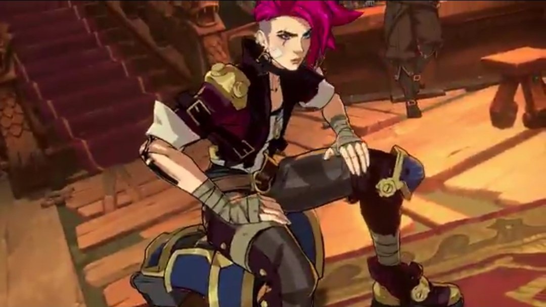 caitzhou's tweet image. the details: vi in a choker and vi with pink makeup matching her hair. AMAZING