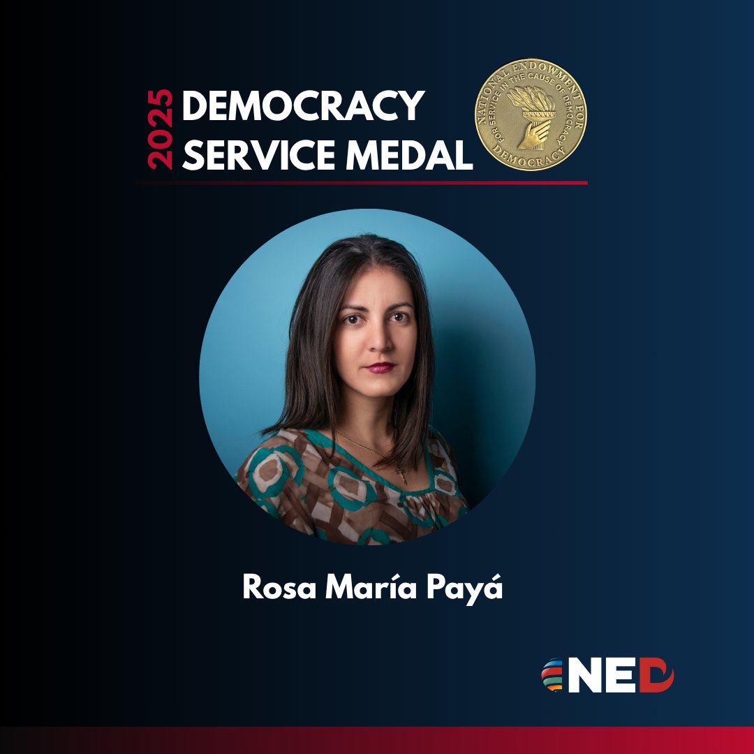 NEDemocracy's tweet image. Today, July 23, @RosaMariaPaya will accept the 2025 #DemocracyServiceMedal on behalf of her late father, Oswaldo Payá—one of Cuba’s most courageous voices for democratic change. She carries forward the legacy of her father, advocating for a free Cuba.
