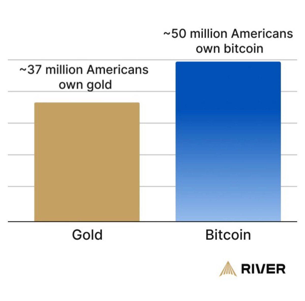 🚨 BREAKING: "Maggiore possesso di Bitcoin rispetto all'oro tra gli americani"