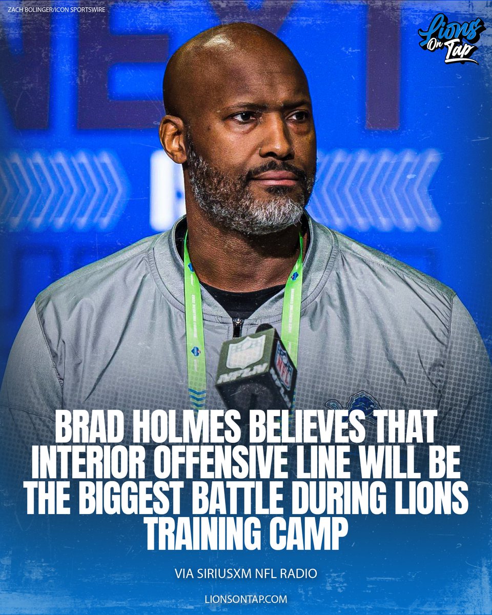 LionsOnTap's tweet image. Brad Holmes was on @SiriusXMNFL Radio this afternoon at Detroit Lions training camp, stating they are anticipating interior offensive line will be the biggest battle.
#OnePride