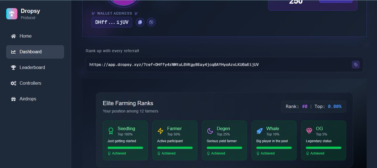 dropsy_protocol's tweet image. Have you explored your Dashboard yet? 👀
Join now, explore your #rewards, and share your elite farming screenshot!
Tag @dropsy_protocol for a chance to win a WL spot for our DAO NFT 🫡🚀

#DropsyProtocol #Airdrop #CryptoRewards