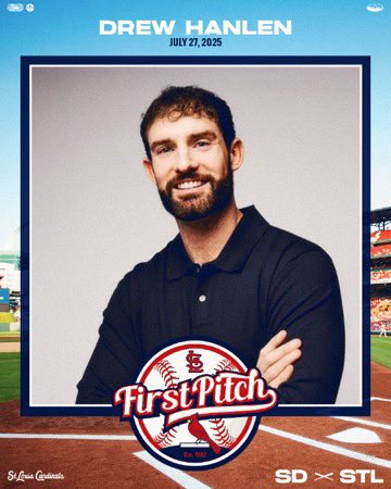 DrewHanlen's tweet image. This Sunday, I’ll be on the mound to throw out the first pitch at the @Cardinals game.
Afternoon game vs the Padres. If you’re in STL, come early & watch me throw a heater down the middle of the plate.