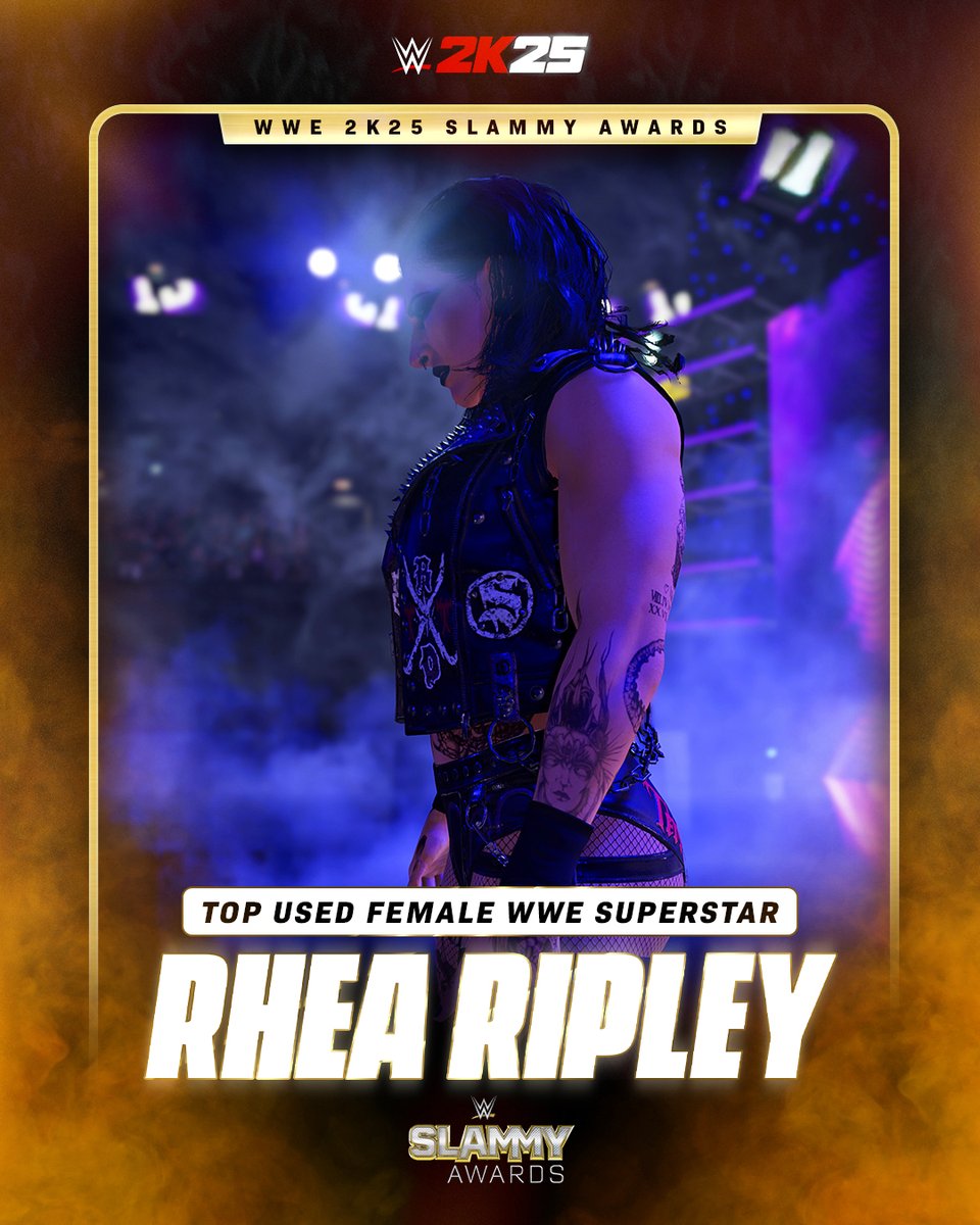 WWEgames's tweet image. Mami's always on top 🖤
@RheaRipley_WWE was your top-picked female Superstar. #WWE2K25 #WWE2K25SummerSlammys