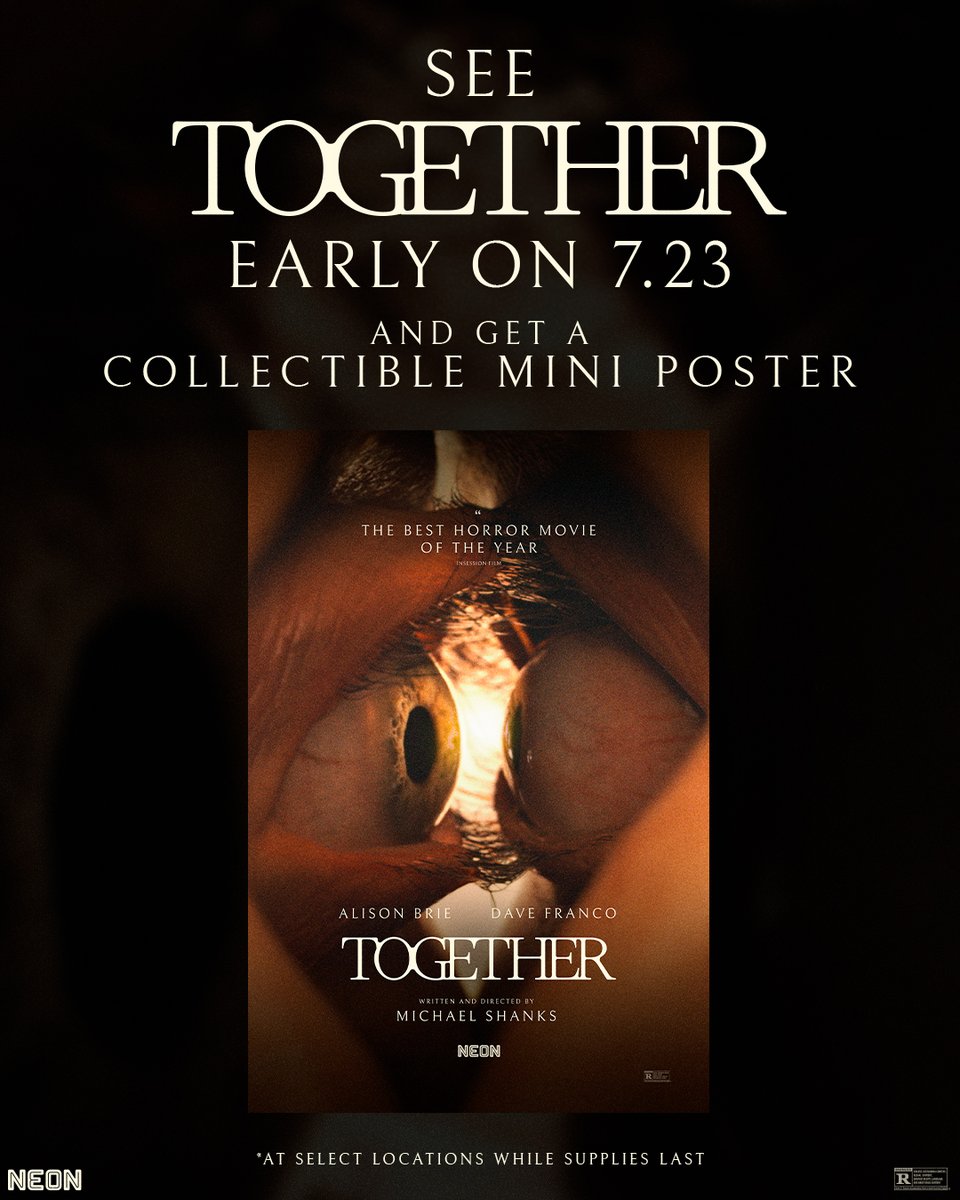 Cinemark's tweet image. Join us TOMORROW to be one of the first to see #Together and receive this collectible mini poster
🎟️: bit.ly/3TSxIbZ