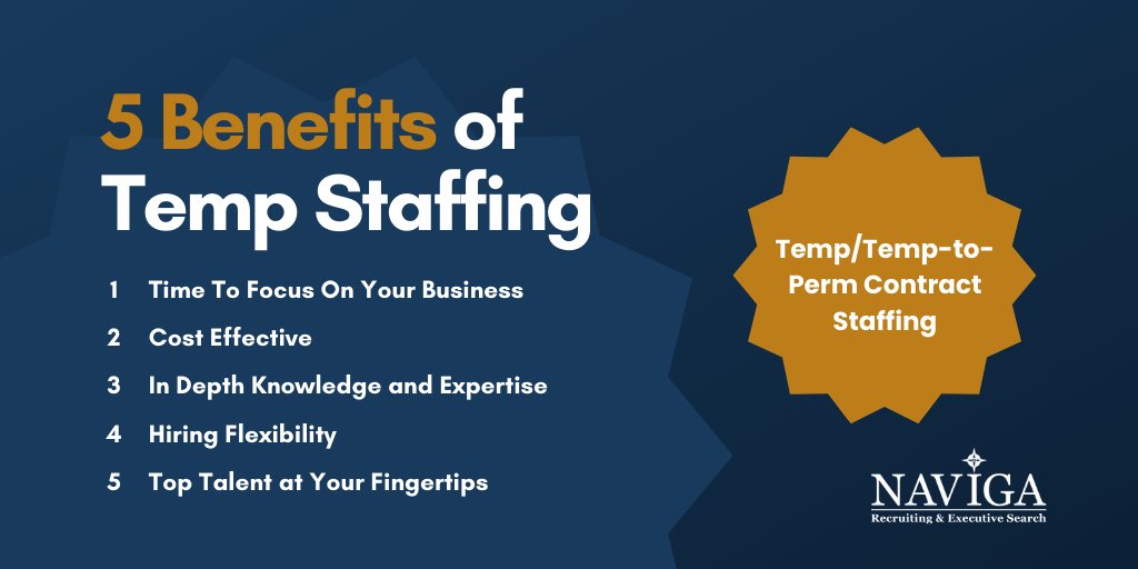 Need we say more?!

The benefits of Naviga's Temp Staffing Solutions are endless but here are 5 reasons why you should consider temp staffing for your hiring needs.