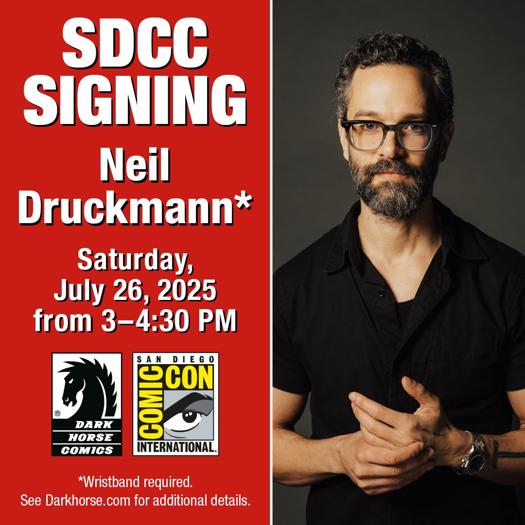 DarkHorseComics's tweet image. We're thrilled to announce that @Neil_Druckmann, Studio Head and Head of Creative at @Naughty_Dog, will be signing at our #SDCC2025 booth #2615 on Sat., July 26 from 3-4:30 PM!
Limited wristbands are required for entry. Come to the booth early Friday or Saturday morning for a…