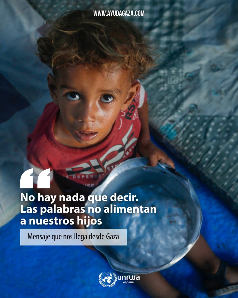 UNRWAes's tweet image. Sobran las palabras sobre lo que ocurre en Gaza.
Solo las acciones pueden parar las muertes por hambre.
Pero, ¿cuándo llegarán?