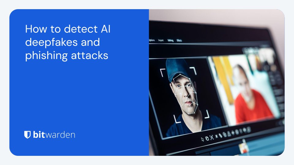 Bitwarden's tweet image. AI-enhanced #phishing attacks are on the rise. Here are some practical tips you can implement now to detect and stay safe from AI-enhanced phishing: btwrdn.com/4lAPqgx