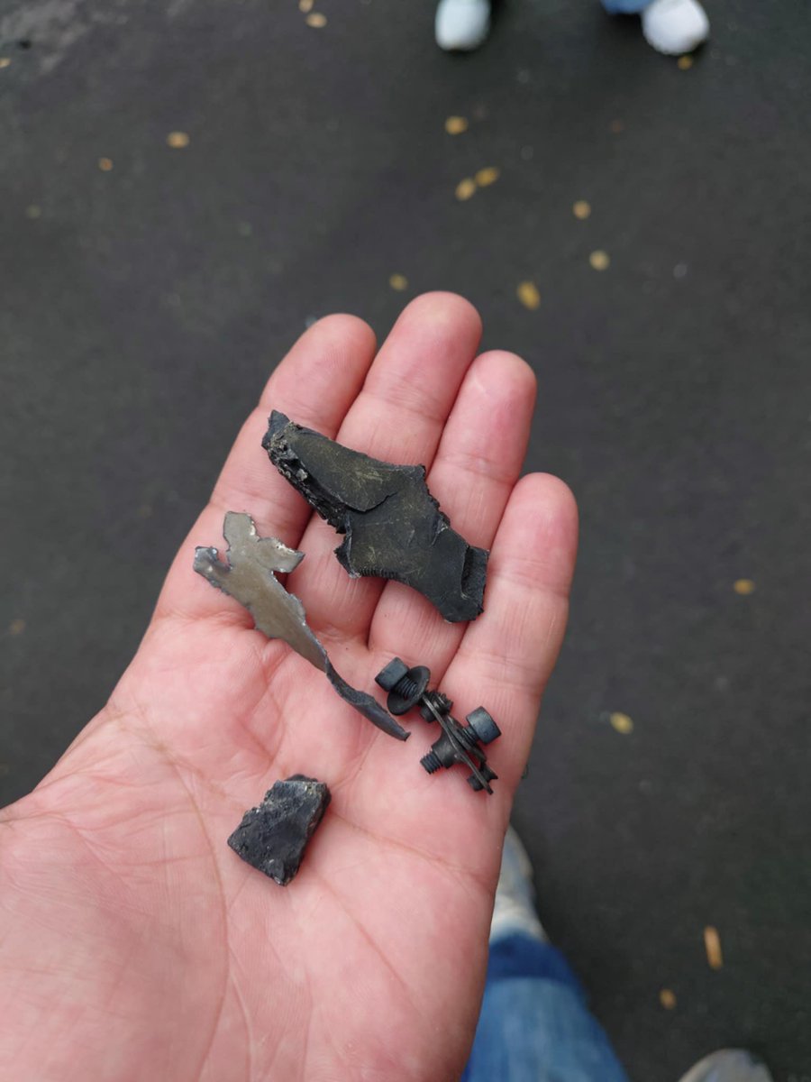 MargoGontar's tweet image. Living in Kyiv be like: going for a coffee , and finding pieces of Shahed drone that was attacking your city. Friend who found it said he could give it to me as a present. Yay