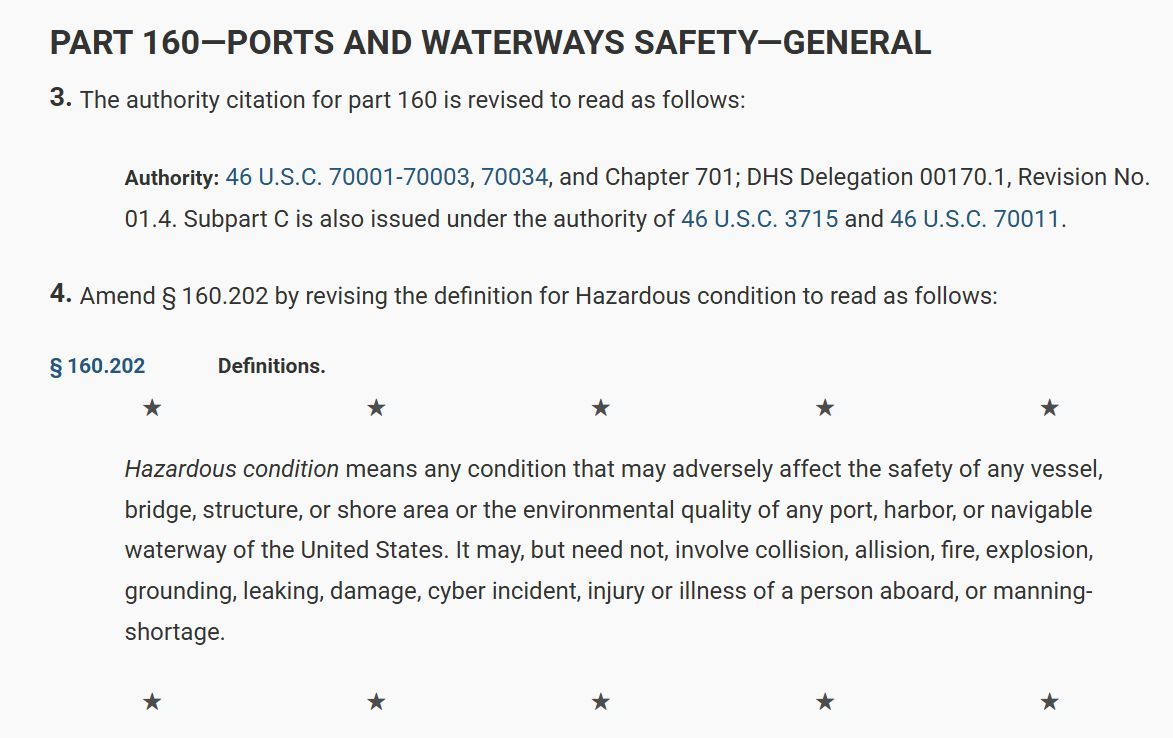 ericgeller's tweet image. I missed this last week, but the Coast Guard's cybersecurity regulations for U.S.-flagged vessels and facilities took effect on July 16. news.uscg.mil/maritime-commo… federalregister.gov/documents/2025…