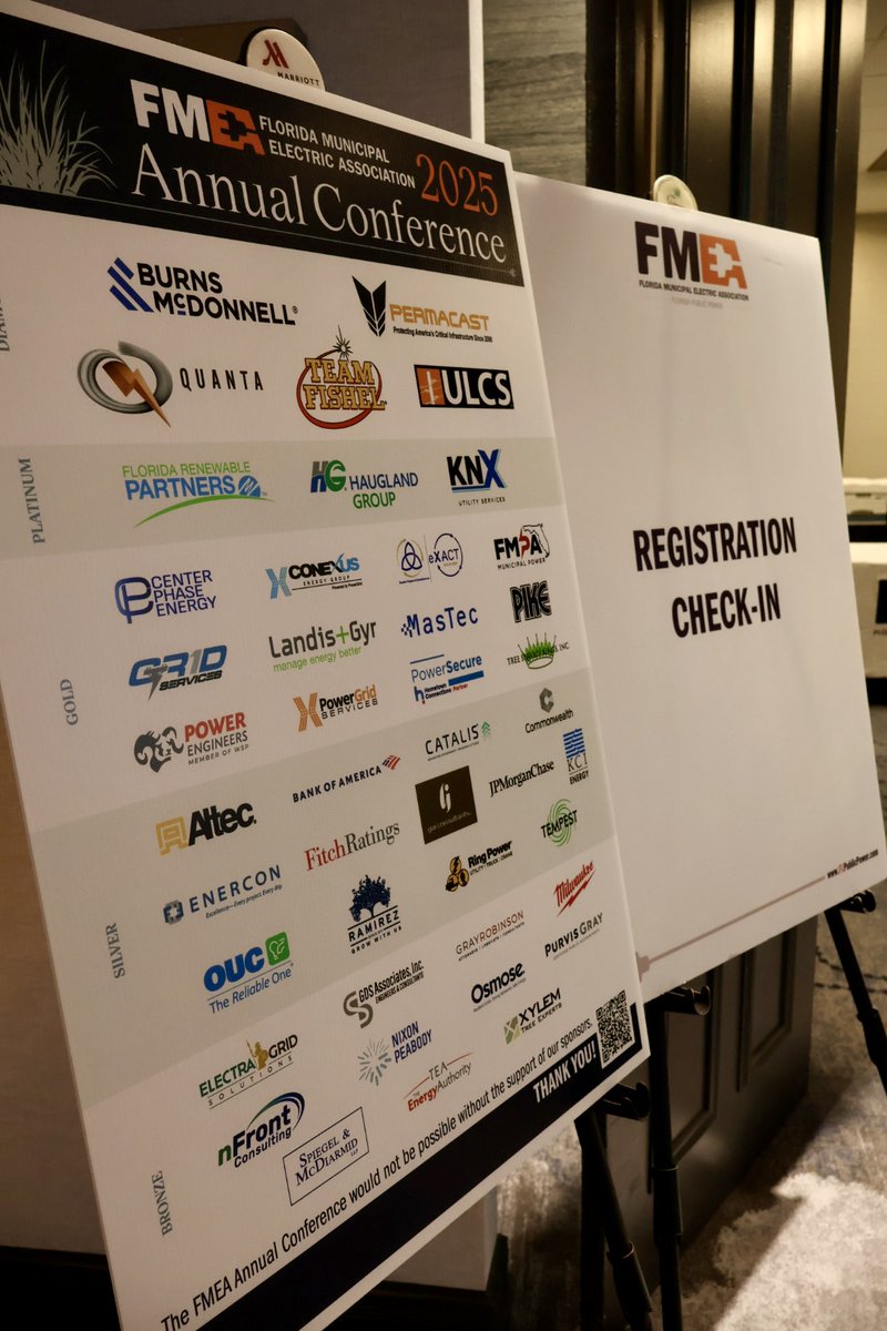 flpublicpower's tweet image. The registration desk is open for our 2025 FMEA Annual Conference! Come check in with us until 5 p.m. Then be sure to catch up with friends and colleagues later this evening at the welcome reception. #FLPublicPower #PublicPower