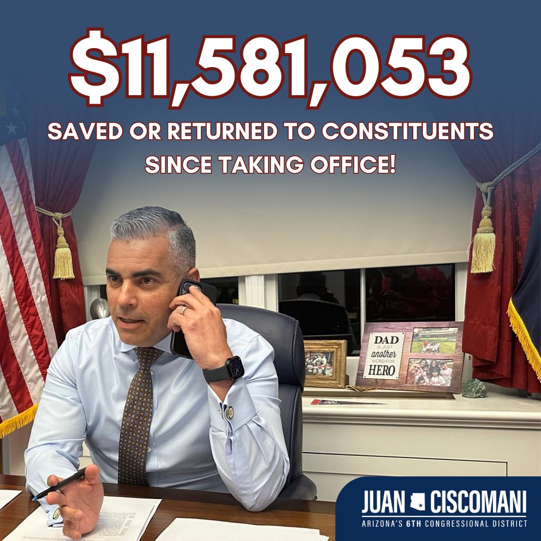 Since taking office, my team and I have helped return $11.5M to AZ06 constituents—including $4M for veterans! If you’re having trouble with a federal agency, my office is here to help.

Call 520-881-3588 or visit ciscomani.house.gov to get started.