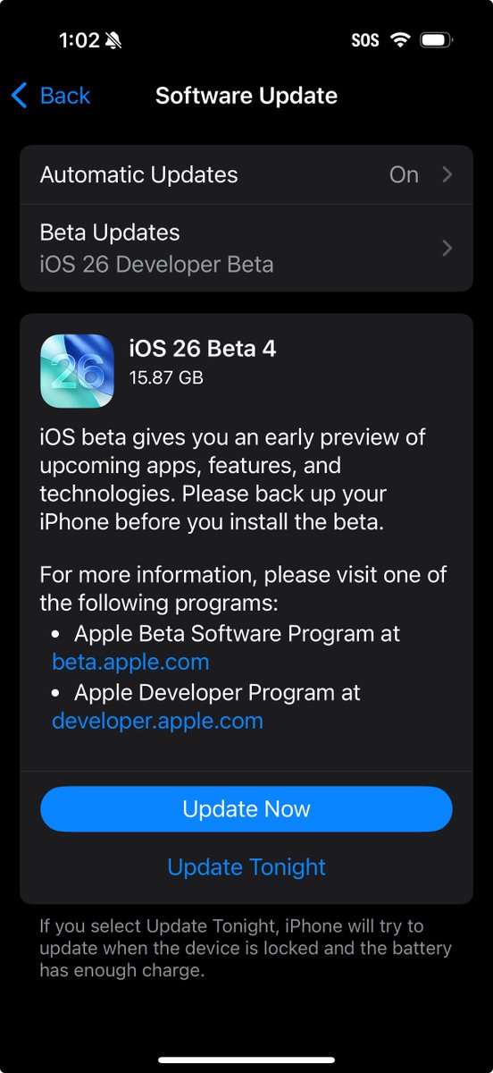 zollotech's tweet photo. iOS 26 Beta 4 is out.  Video later https://t.co/CjB1pCAoeZ