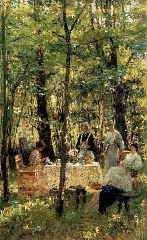 robear54's tweet image. Mon petit musée... avec un air d'été.
Julius Garibaldi Melchers (Américain, 1860-1934), « Fête au Jardin ».