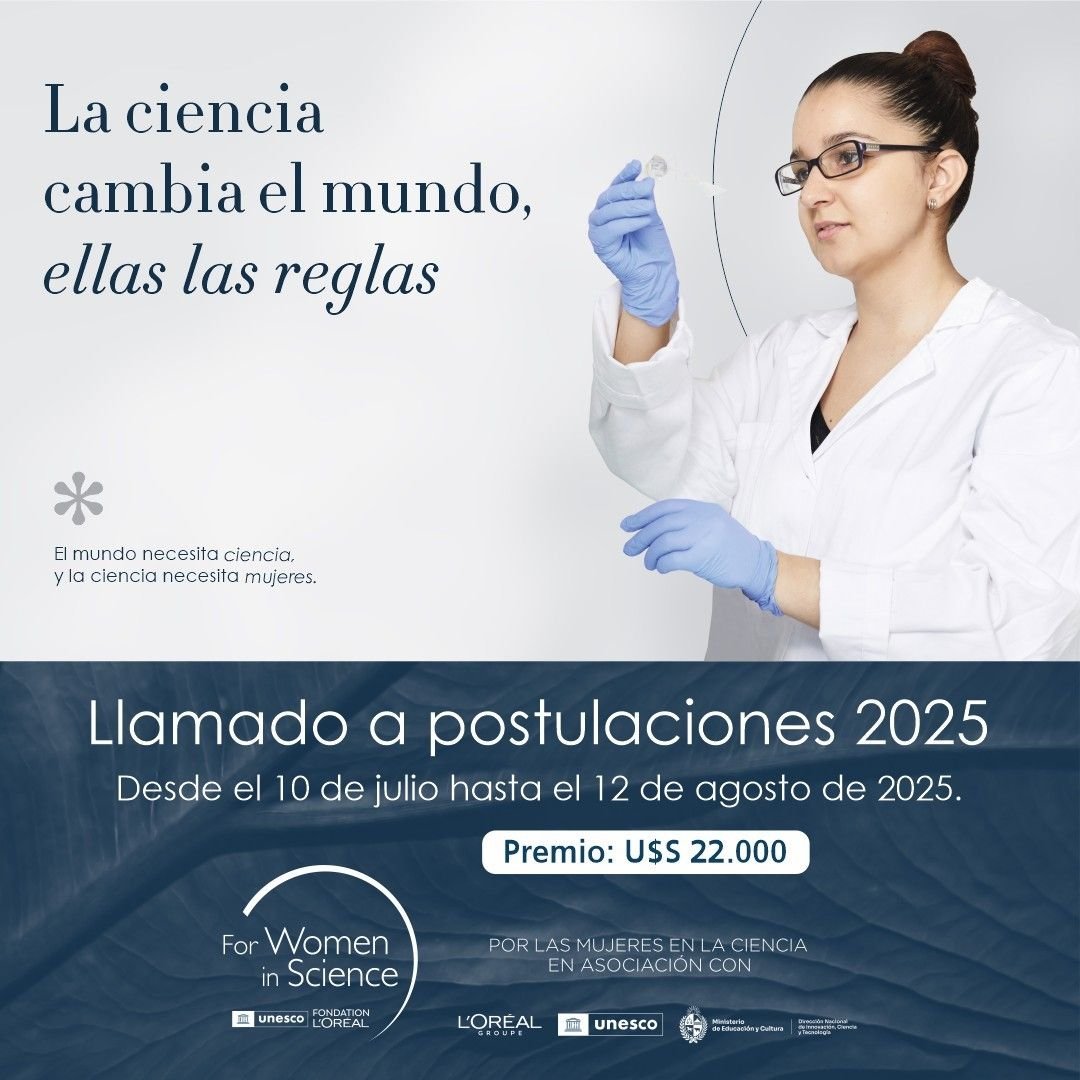 Premio "Mujeres en la Ciencia L´OREAL UNESCO 2025" Uruguay 🇺🇾‼️CONVOCATORIA ABIERTA 👩🏻‍🔬 USD 22.000. Si eres científica uruguaya o con ciudadanía legal, especializada en las disciplinas de Ciencias Naturales y Exactas, Ingeniería y Tecnología, Ciencias Médicas y de la Salud y