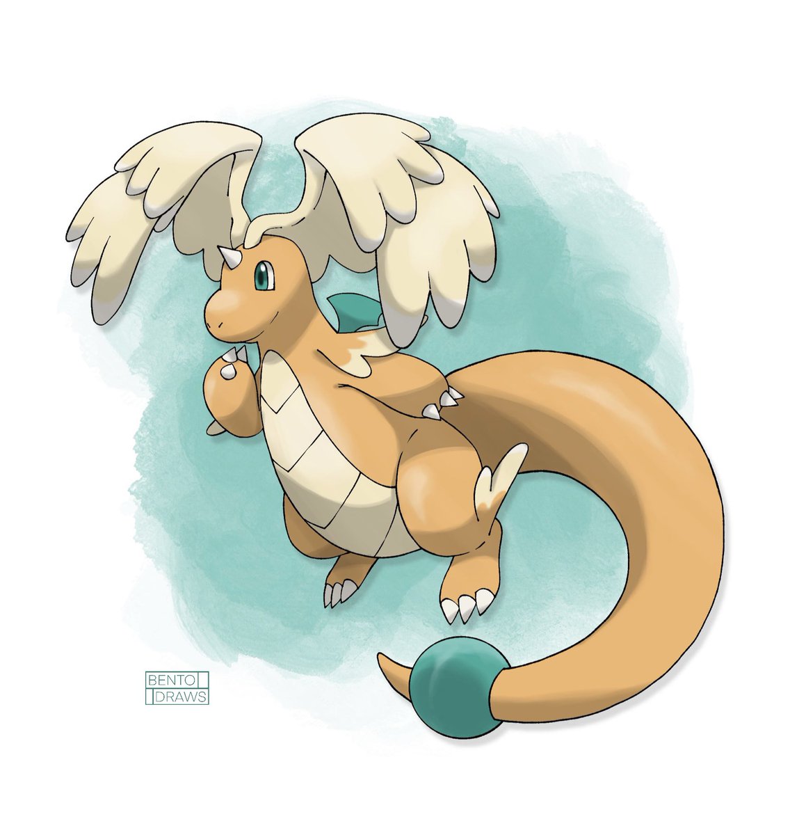 bentoDRAWS's tweet image. I traced over Mega Dragonite’s model to make it 2D