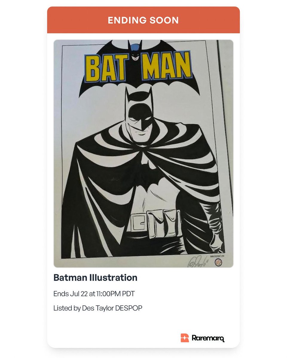 raremarq's tweet image. Ending Today!
This striking black-and-white Batman sketch by @DESPOPART showcases bold linework and a classic printed logo—an absolute must-have for Dark Knight fans and collectors of iconic DC imagery.
raremarq.com/auctions/batma…
#batman #dccomics #sketchart #originalart