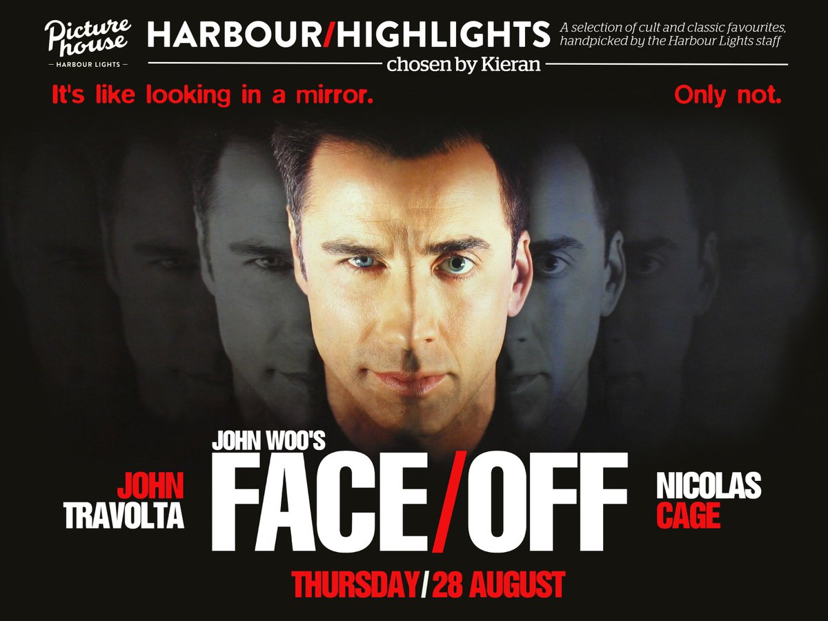 If you enjoyed Nicolas Cage at last night's Wild at Heart screening - or if you just enjoy the talents of Cage and Travolta in general - don't miss John Woo's masterpiece of 90s action cinema as Face/Off returns to the big screen!

📅 Thu 28 Sep, 20.30
🎟️ picturehouses.com/HarbourHighlig…