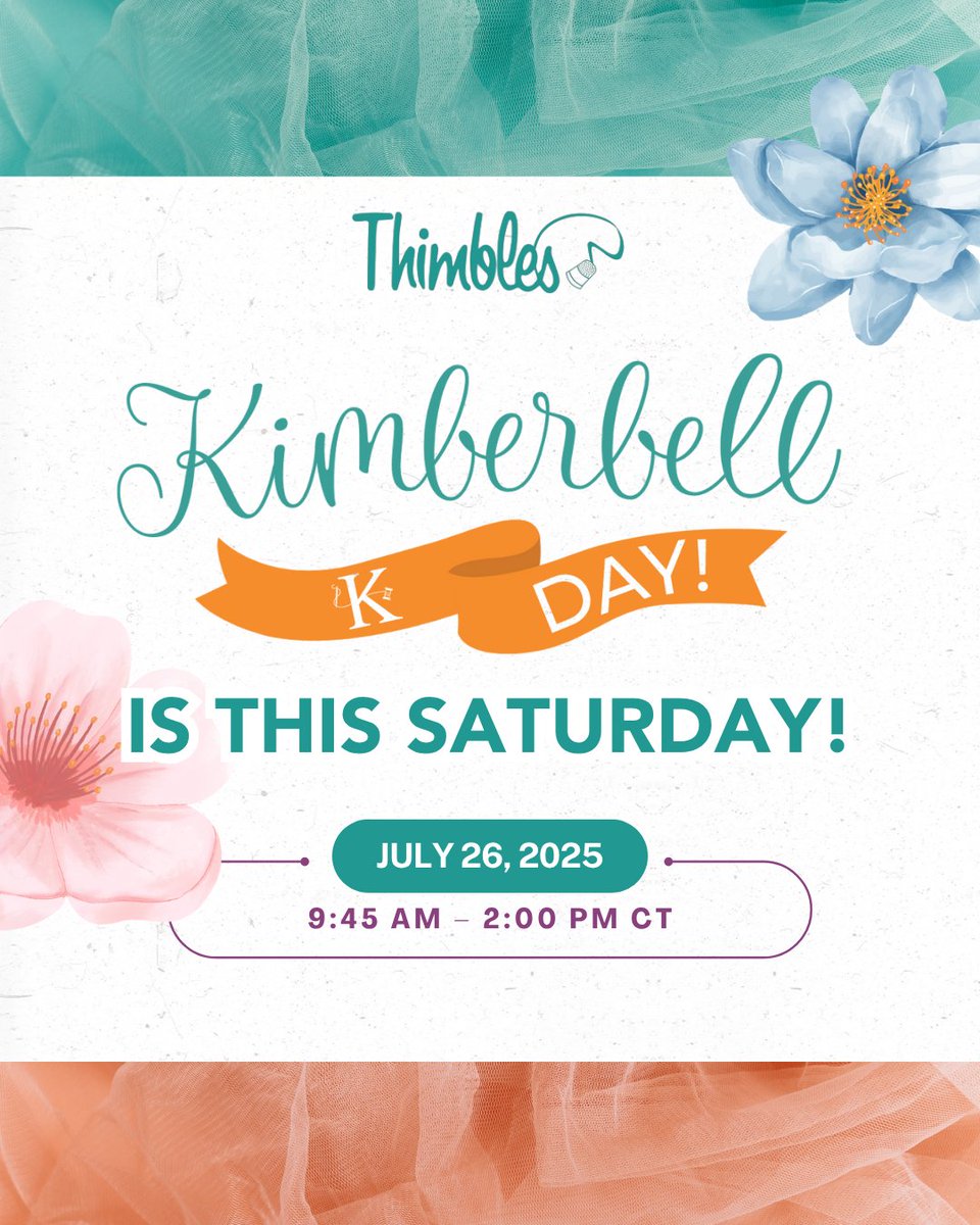 thimblesquilts's tweet photo. Kimberbell Day is this Saturday! 
https://t.co/lFUR9RmVqx 

Join us for a fun party featuring demonstrations, tutorials, and sneak peeks of new Kimberbell products! Register early for a FREE gift bag and a chance to win THOUSANDS in prizes. Brunch will be served! 💅 https://t.co/TOaYwiqIBo