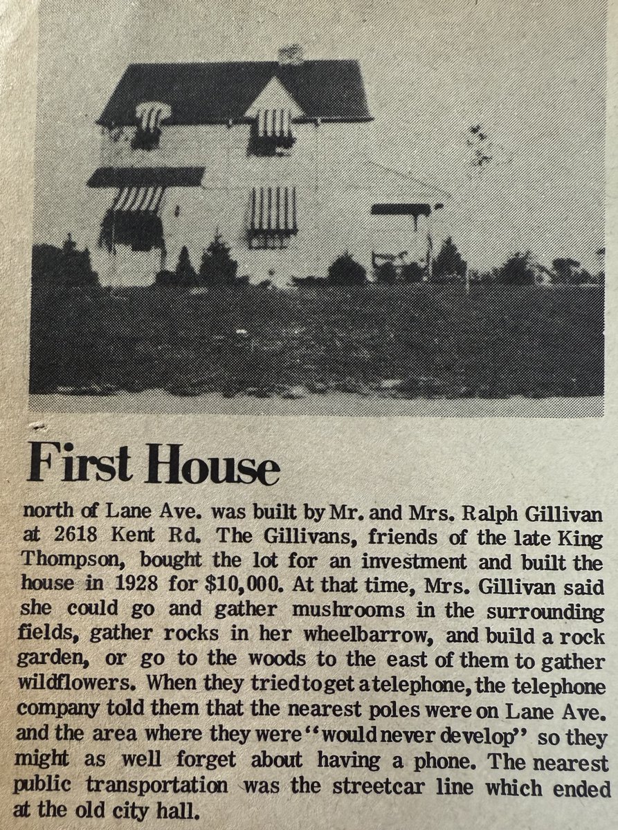 This *gem* is from a special UA 50th supplement to the Tri-Village News in 1968. (1) Lane Avenue DID develop; so much for the wise counsel of the telephone company. (2) The old city hall in 1928 is what we know now as Miller Park Library.