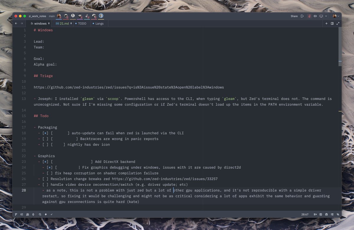 zeddotdev's tweet image. We use Zed to run our meetings, using our collaboration tooling. We organize our projects via Markdown in our channel notes.
Here, we are prioritizing work we are doing for Zed's official Windows support.
windowswen.com