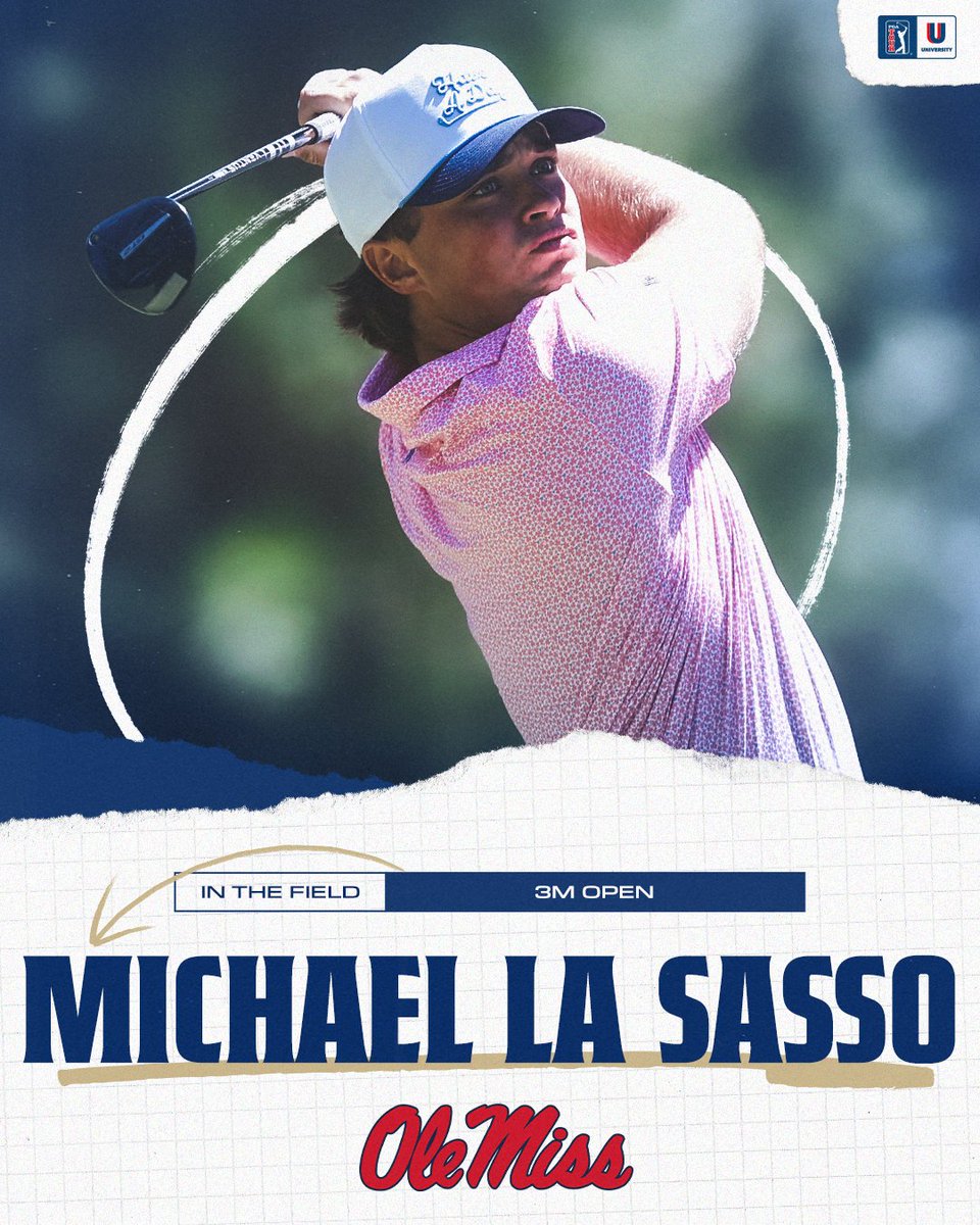 PGATOURU's tweet image. Back to work 🏌️♂️
@OleMissMGolf’s Michael La Sasso heads to the Twin Cities for this week’s @3MOpen.