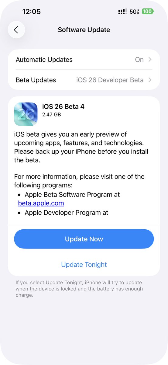 TopherLee_TN's tweet image. iOS26 Beta 4 now live.