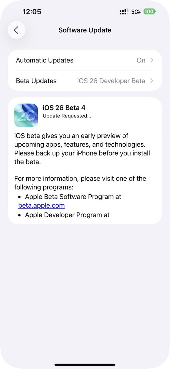 TopherLee_TN's tweet image. iOS26 Beta 4 now live.