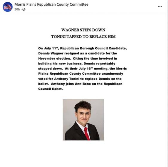 JayWebberNJ's tweet image. Our Morris Plains Republican County Committee welcomes Anthony Tonini to the ticket.
Our thanks to Dennis Wagner for this long-time service to the #CommunityOfCaring. Onward to November 🗳️
#MorrisPlainsNJ #LD26
