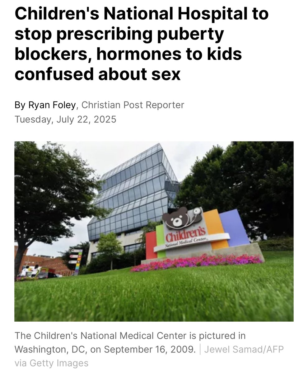 REVWUTRUTH's tweet image. ARE WE FINALLY WAKING UP TO THE DAMAGE CAUSED BY IGNORING GOD'S DESIGN FOR IDENTITY?
Children’s National Hospital in Washington, D.C., announced in a "Message for Existing and New Patients" enrolled in its Gender Development Program that it will stop prescribing puberty blockers…