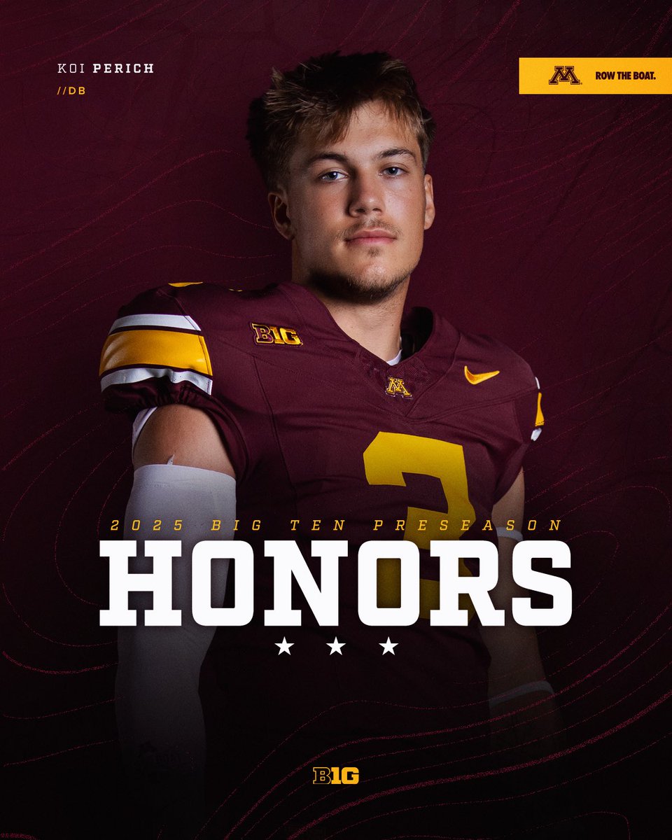 GopherFootball's tweet image. Another One for the Pride of Esko 🛶
@koiperich3 has been named to the 2025 @B1Gfootball Preseason Honors
#RTB #SkiUMah #Gophers