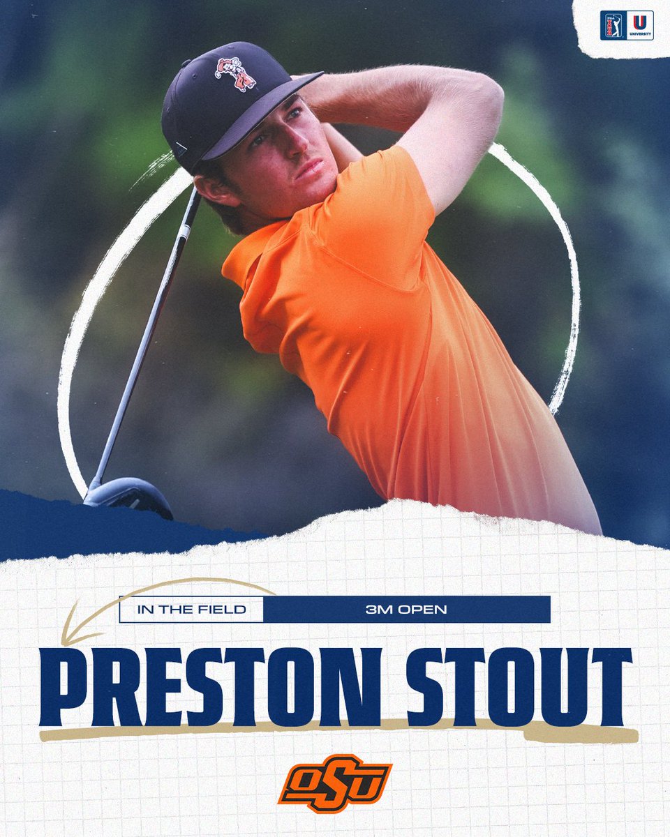 PGATOURU's tweet image. PGA TOUR debut incoming 👀
Rising @OSUCowboyGolf junior Preston Stout will tee it up with the pros this week @3MOpen.