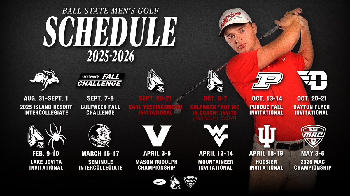 BallStateMGolf's tweet image. ‼️25-26 Schedule‼️

tinyurl.com/2yedypef