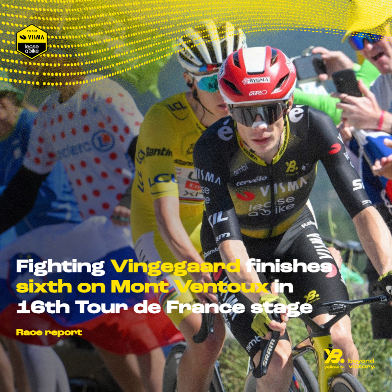 vismaleaseabike's tweet photo. 🇫🇷 #TDF2025 

💬 “I didn’t gain time today, but I take a lot of motivation from this performance.” - Jonas Vingegaard 

Relive stage 16 in our race report! ✍️