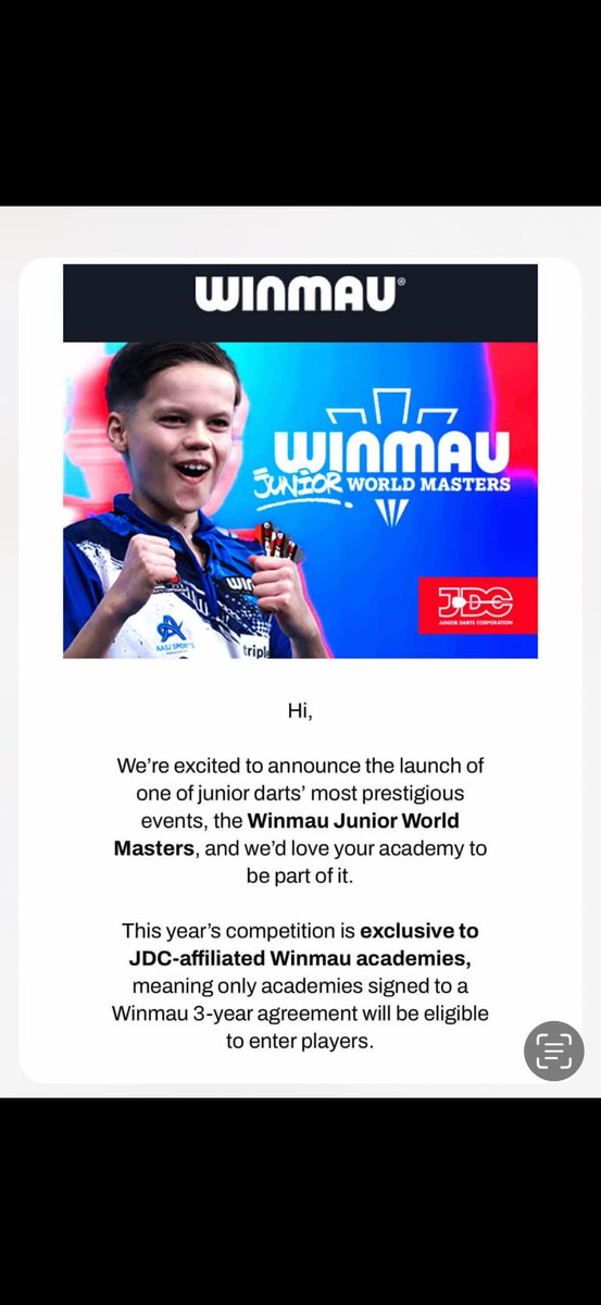 A lot of very unhappy youth academies out there.. people volunteering their time to run these academies.. supporting young players to play in @JDCdarts events..but told you cant play in this unless you sign up to 3 year deal with <a href="/Winmau/">Winmau</a> &amp; @JDCdarts  simply shameful!