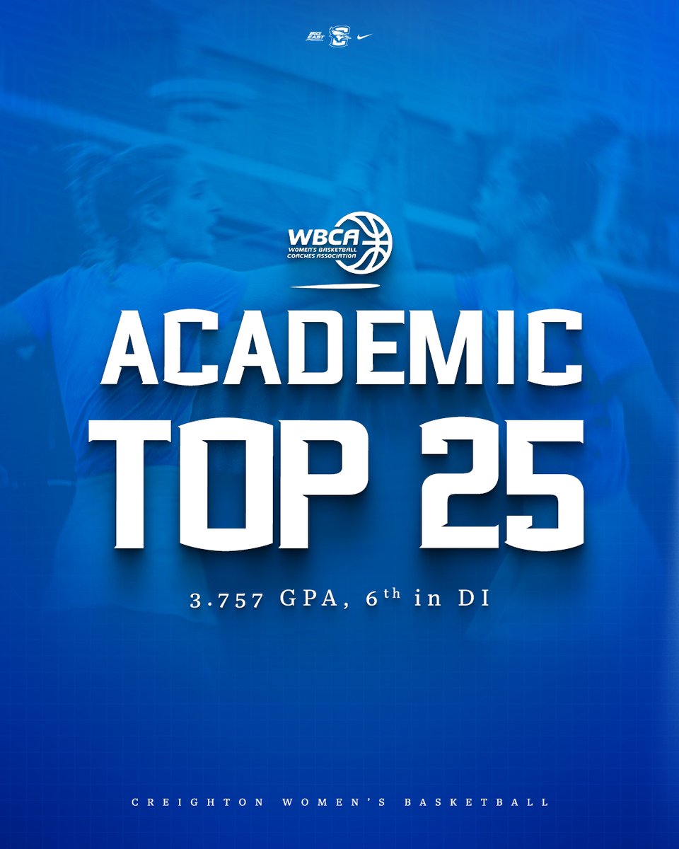 CreightonWBB's tweet image. 𝐒𝐄𝐓𝐓𝐈𝐍𝐆 𝐓𝐇𝐄 𝐒𝐓𝐀𝐍𝐃𝐀𝐑𝐃 ✏️
Creighton Women's Basketball delivers the sixth highest GPA in the NCAA! 🙌
📰 gocreighton.com/news/2025/7/22…
#GoJays