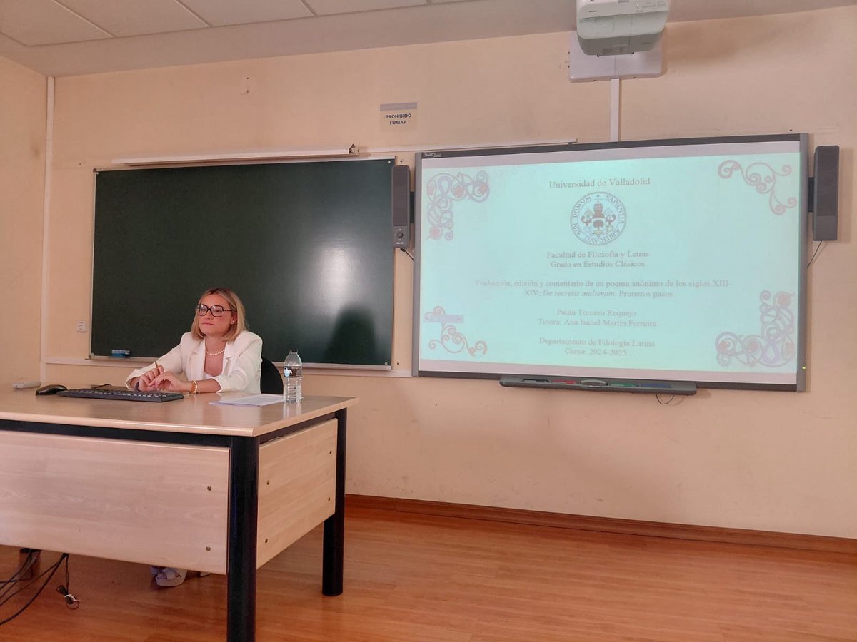 Paula Tornero Requejo, alumna de <a href="/clasicas_uva/">Filología Clásica UVa</a>, defendió ayer su TFG titulado “Traducción, edición y comentario de un poema anónimo de los siglos XIII-XIV: De secretis mulierum. Primeros pasos” tutelado por Ana I. Martín Ferreira, directora del GIR <a href="/speculum_med/">Speculum Medicinae</a> 

¡Enhorabuena!