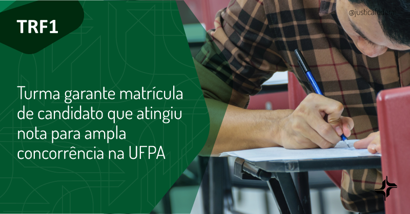 justicafederal's tweet photo. O #TRF1 determinou à Universidade Federal do Pará (UFPA) que classificasse um candidato na ampla concorrência e procedesse sua matrícula no curso de Química, na 2ª chamada da seleção, após ele ter sido eliminado por não se enquadrar na política de cotas. https://t.co/AONhGTD6BH https://t.co/srKcEPN7O7