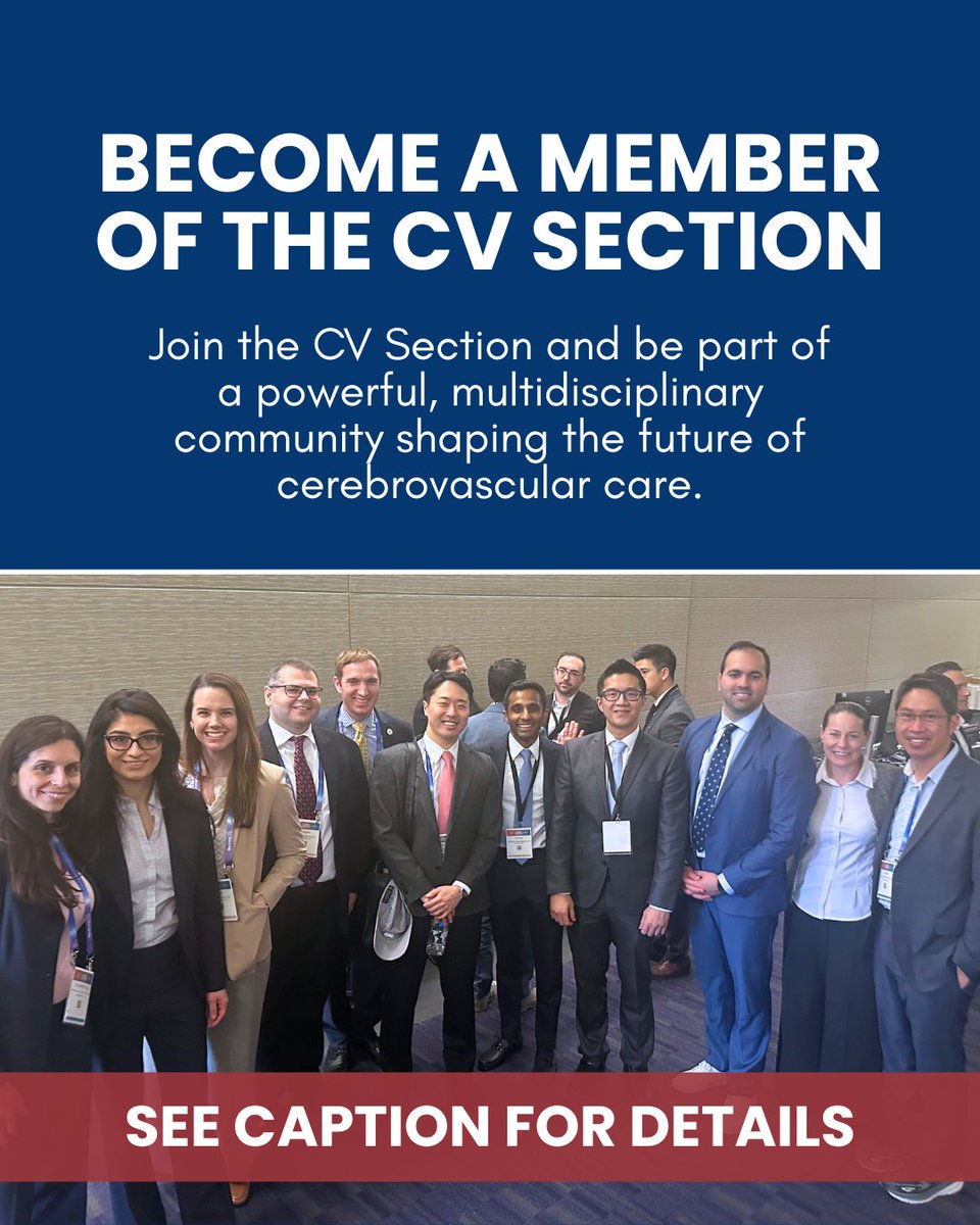 Are you a #neurosurgeon passionate about #cerebrovascular?

Join the #CVSection!

It's your home for education, mentorship, and leadership in  the full spectrum of open and endovascular care.

Learn more + apply today!
 cvsection.org/members/join-t…