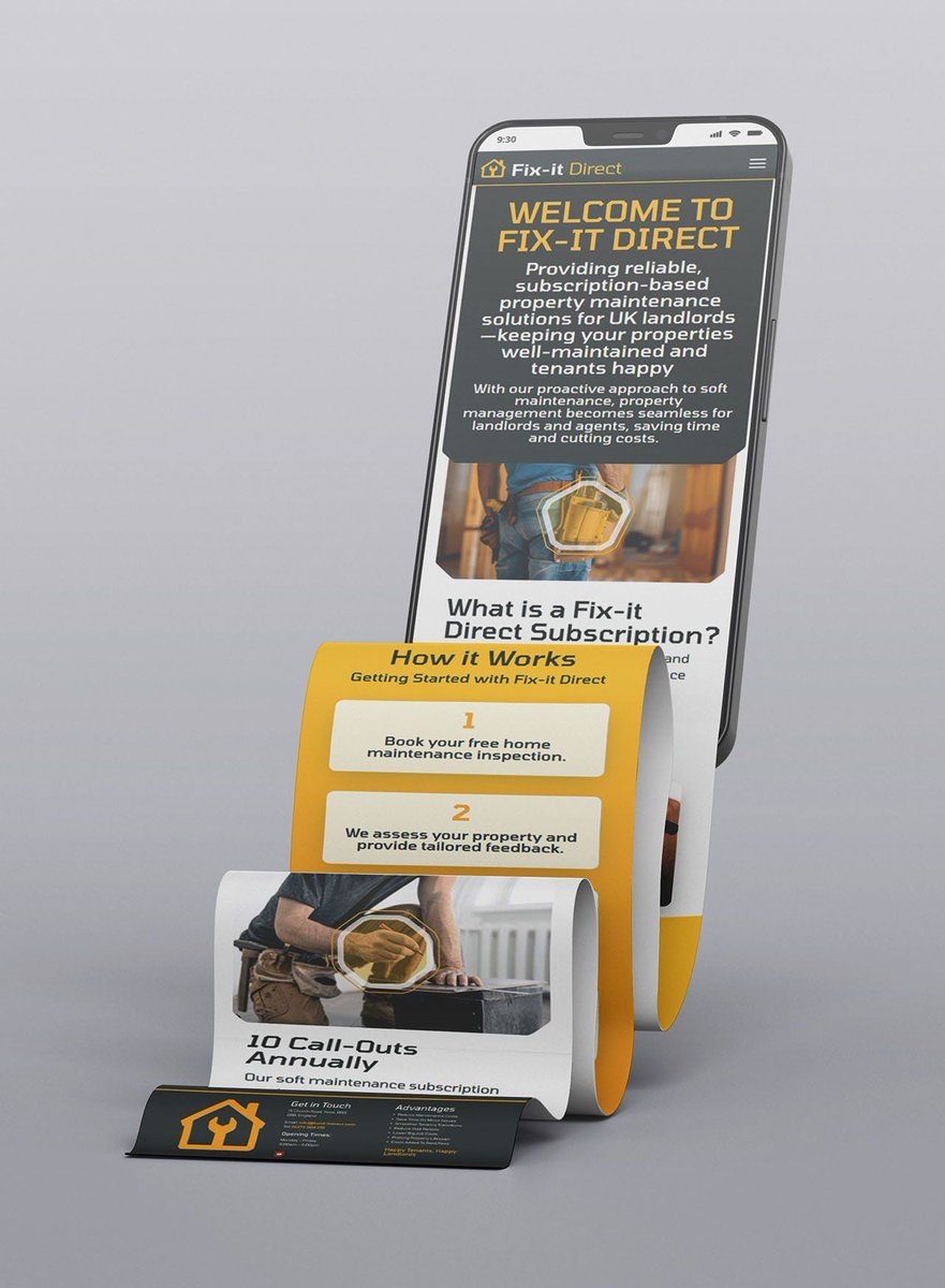 EyetoothDesign's tweet image. Just wrapped up a full rebrand + website for Fix-it Direct 🛠️
A subscription-based property maintenance service now has a bold new look, a clean one-page site, custom icons + printed brochures.

👉 Built to build trust:
bit.ly/4168Rpd 

#WebDesign #BrandIdentity