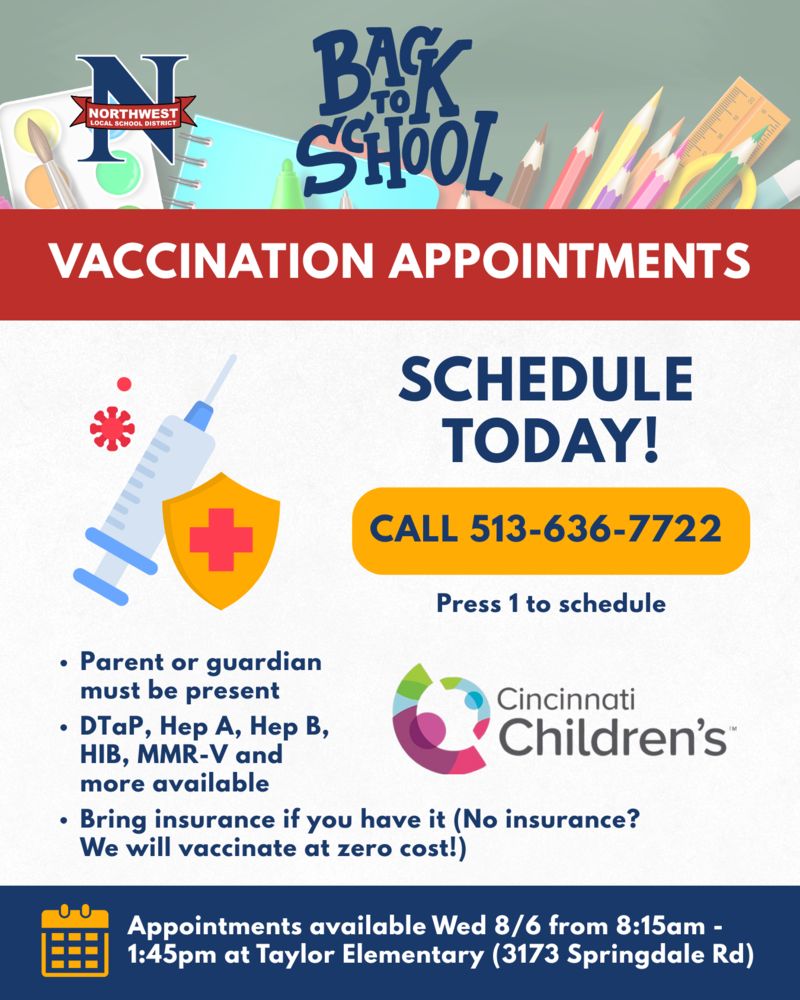 Don't forget to ensure your child is vaccinated before the school year begins to keep everyone healthy and safe! Schedule your appointment today.