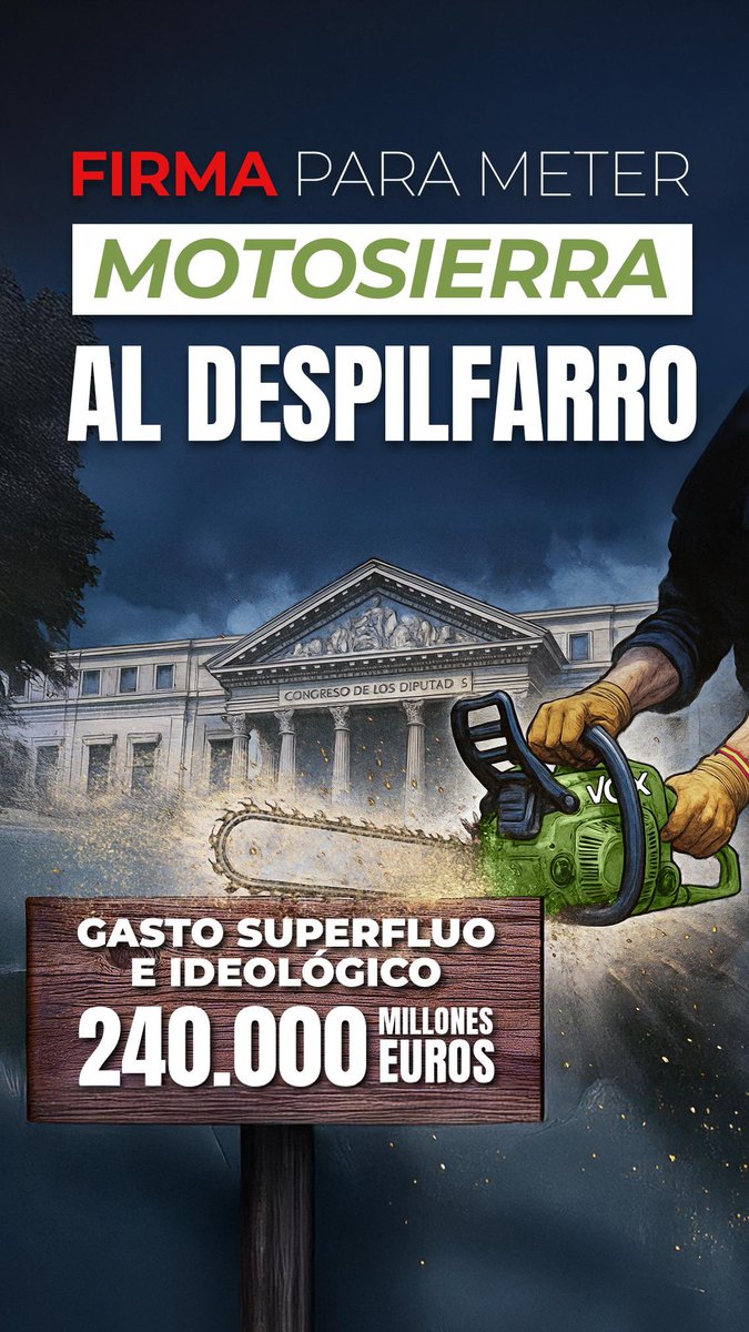 🪚🔥 ¡MÉTELE #LaMotosierraDeVOX al despilfarro político! 🔥🪚

Mientras PSOE y PP derrochan en chiringuitos ideológicos, tú pagas la cuenta.

✍️ Firma para acabar con el gasto inútil: accion.voxespana.es/gastosuperfluo

🇪🇸 ¡Por un Estado útil y al servicio de los españoles!