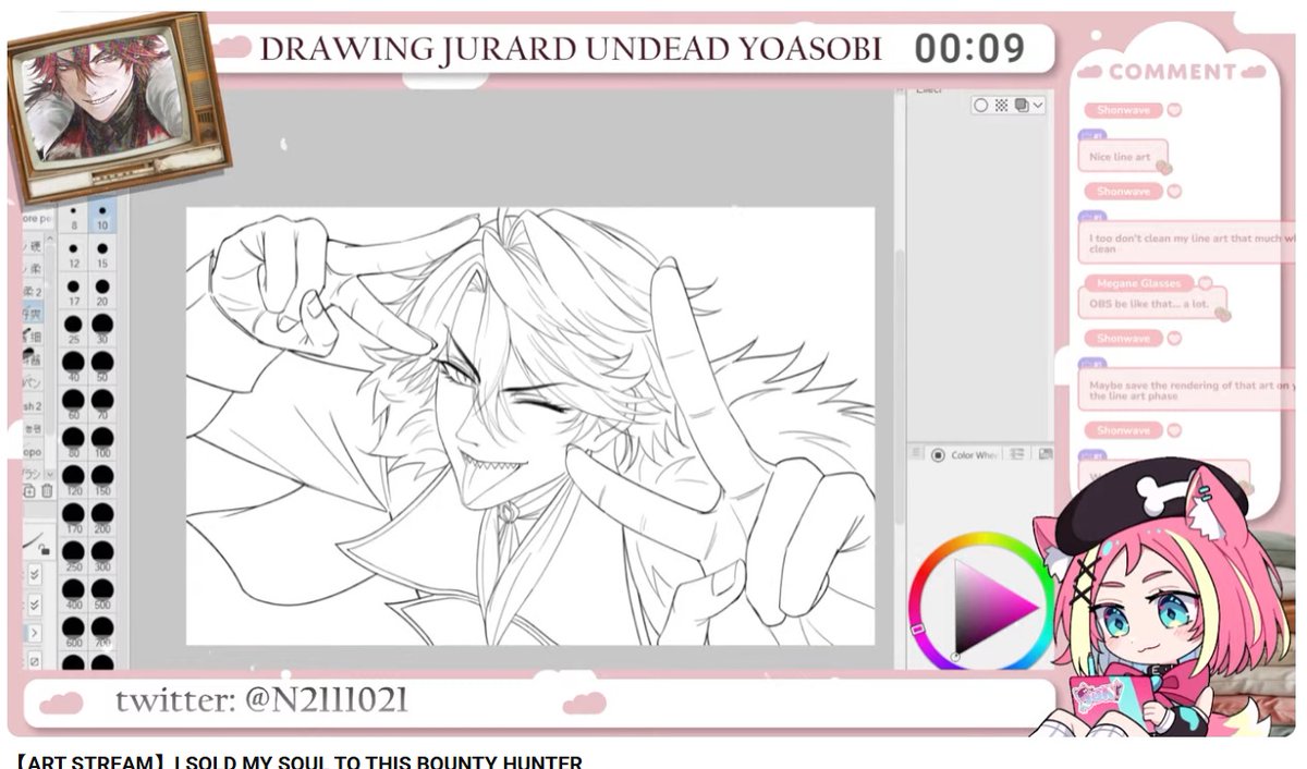 SeanWave9's tweet image. Thank you for the chill art stream @N2111021 , nice to see the handsome line art of Jurard T. Rexford. Also fun to see you read Filipino rizz and say it in Tagalog along with reading the names of typhoons in South Elysium hahaha!