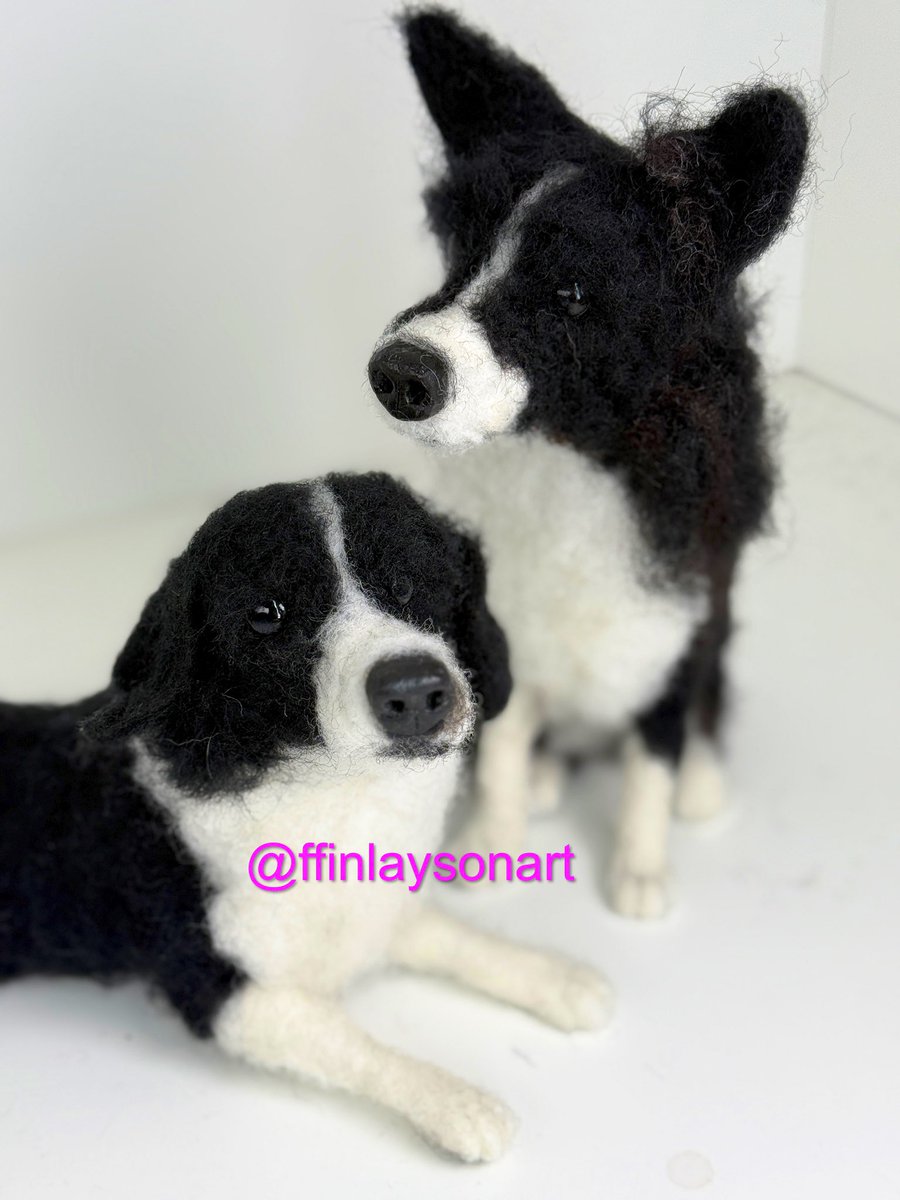 ffinlaysonart's tweet image. A pair of needle felted border collies that reached their new home in Australia