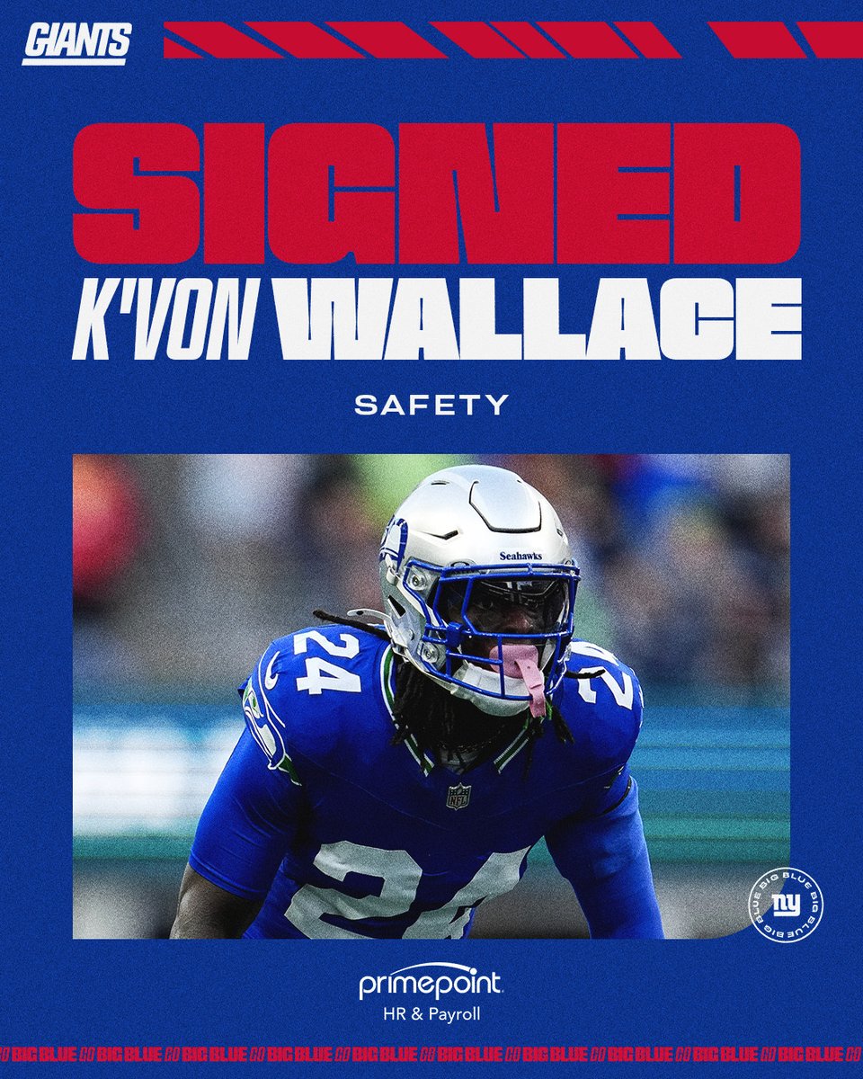 Giants's tweet image. We have signed Safety K'Von Wallace
Details: nygnt.co/rm-722