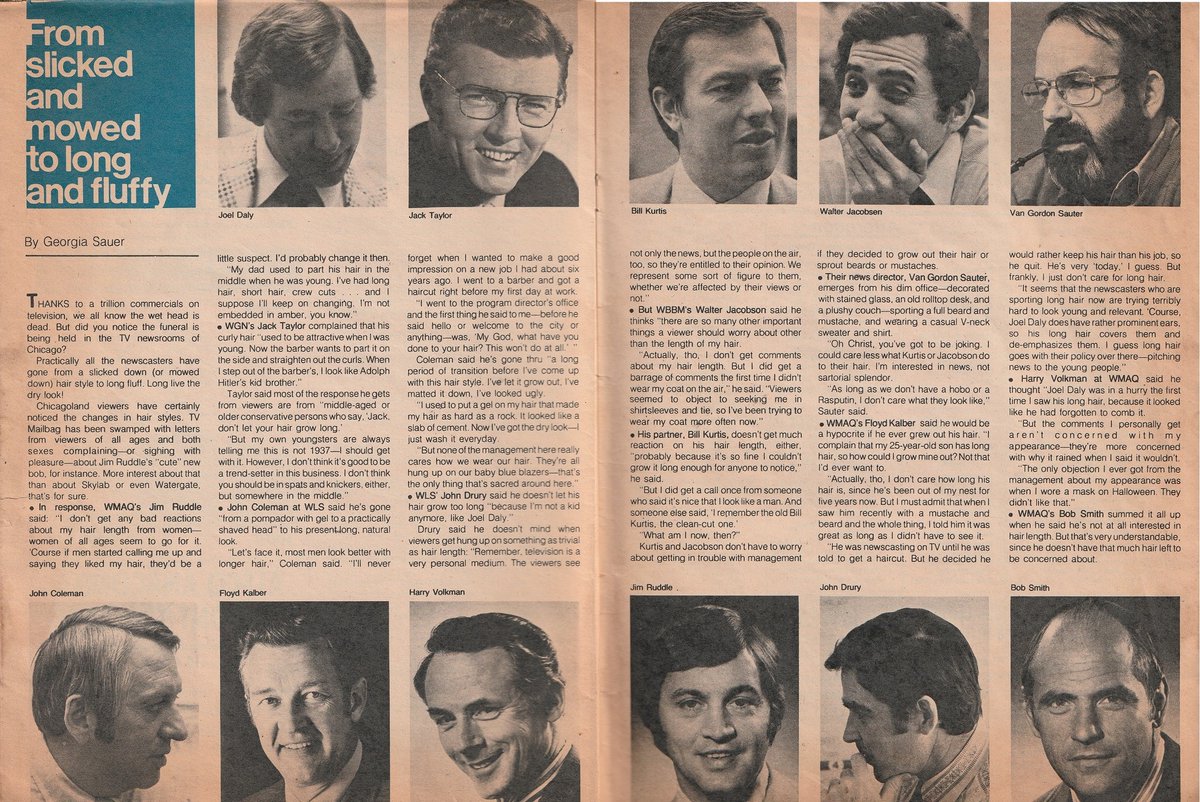 ChicagoTVGuides's tweet image. This week in 1973
Hairstyles of Chicago newscasters.
Chicago Tribune TV Week. July 22, 1973