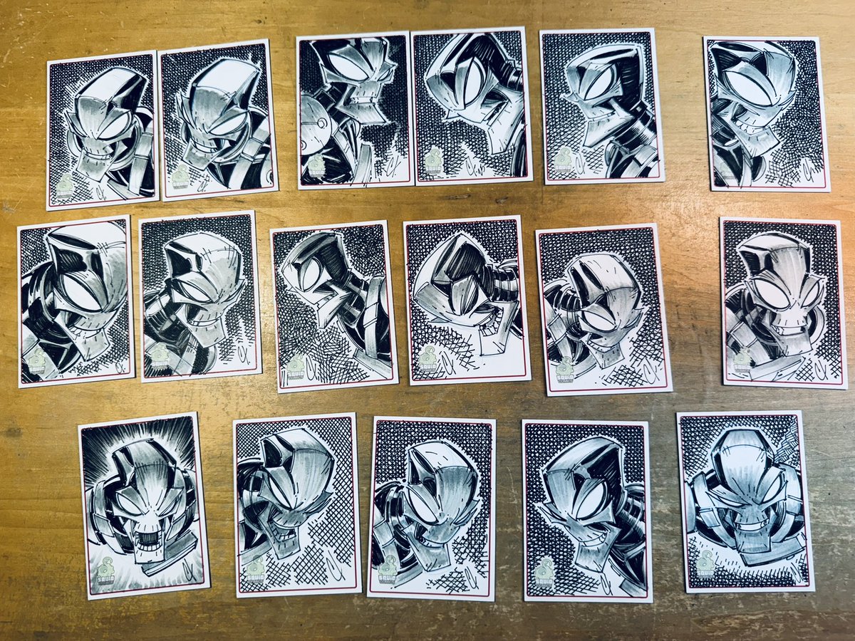 ChadTHX1138's tweet image. Phew 😮💨 Finished all these sketch cards yesterday! Had to put my head down and power through—but totally worth it knowing they’ll end up with people who dig my art. Thank you!
