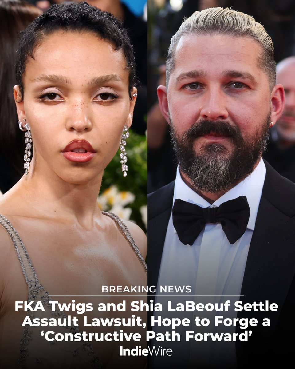 IndieWire's tweet image. Shia LaBeouf and FKA Twigs are no longer in a legal battle after five years.
The claims will be dismissed with prejudice by Twigs, which means that she cannot refile the claims in the future. indiewire.com/news/general-n…